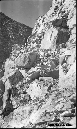 Construstion,trail looking toward south side of Foresters Pass, John Muir Trail