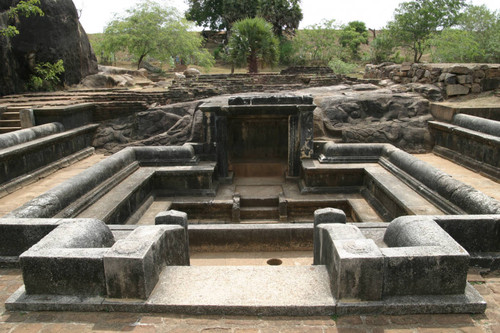 Goldfish Park: Bathing pool: Chamber: Stone bed: Bas-reliefs: Elephants in bas-relief