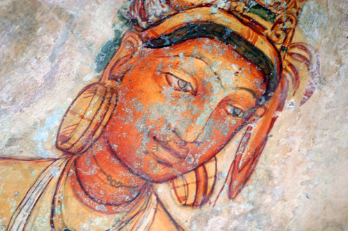 Sigiriya paintings on rock depression: Cave 1