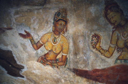 Sigiriya paintings on rock depression: Cave 1