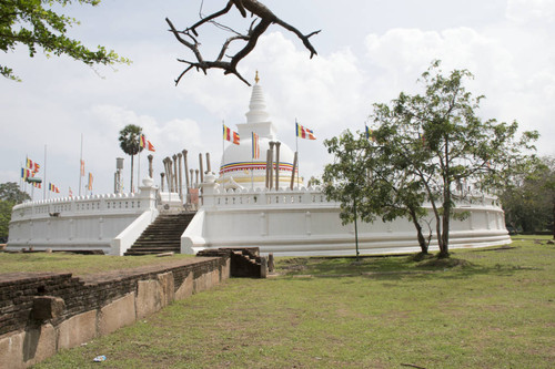 Thūpārāma Stūpa; Vatadāgē pillars; Buddhist flags