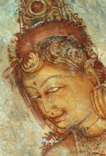 Sigiriya paintings on rock depression: Cave 1