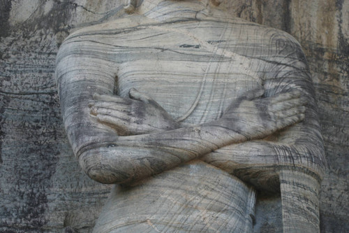 Gal Vihāra complex: Standing Buddha figure: Statue carved in rock