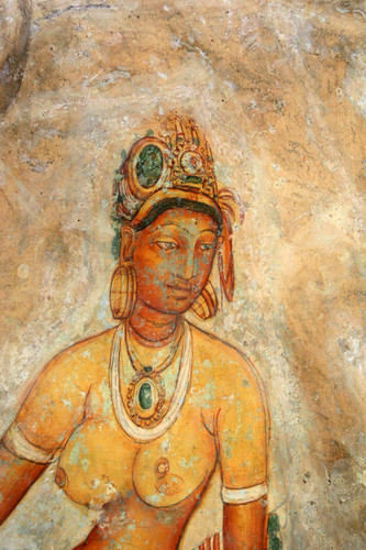 Sigiriya paintings on rock depression: Cave 1