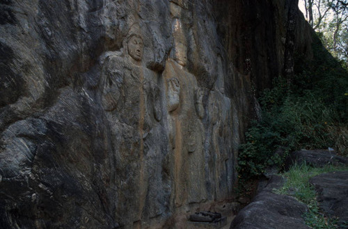 Sculpted rock: standing Buddhist images