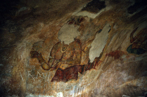 Sigiriya paintings on rock depression: Cave 1