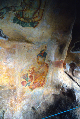 Sigiriya paintings on rock depression: Cave 1