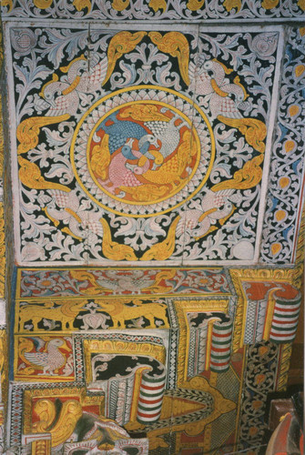 Painted ceiling decoration: hamsas (swans)