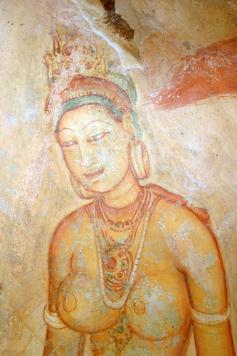 Sigiriya paintings on rock depression: Cave 1