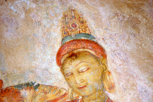 Sigiriya paintings on rock depression: Cave 1