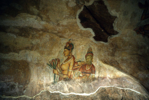 Sigiriya paintings on rock depression: Cave 1