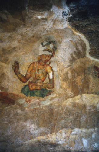 Sigiriya paintings on rock depression: Cave 1