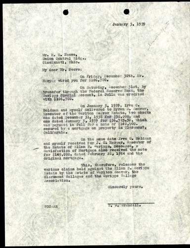 W.C. Crandall's Letter to H.E. Neave, 5 January, 1939