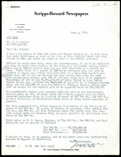 H.E. Neave's Letter to J.C. Harper, 1938 June 04