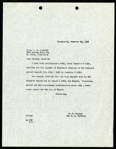 R. F. Winkler's Letter to W. C. Crandall on Behalf of Harry L. Smithton