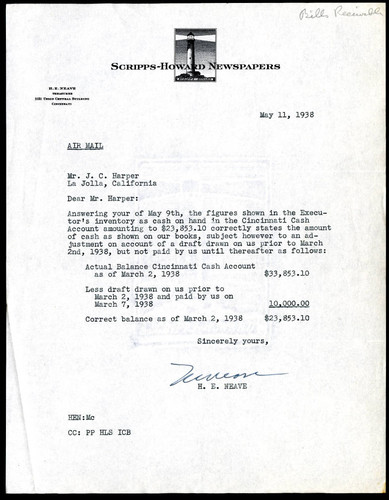 H.E. Neave's Letter to J.C. Harper, 1938 May 11