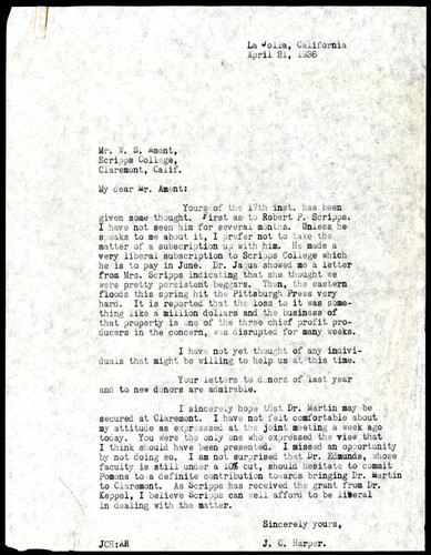 J. C. Harper letter to William S. Ament, 1936 April 21