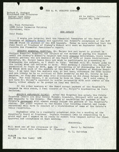 Harry L. Smithton's Letter to Paul Patterson