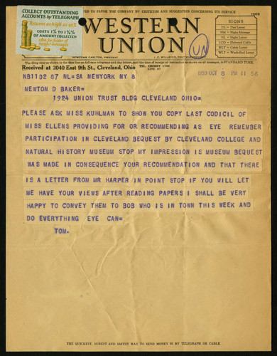 Thomas L. Sidlo's Telegram to Newton D. Baker