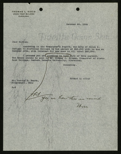 Thomas L. Sidlo's Letter to Harold E. Neave