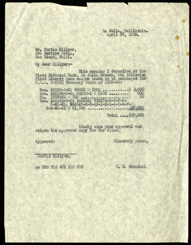 W.C. Crandall's Letter to Curtis Hillyer, 27 April, 1935