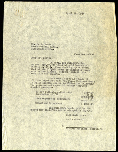 W.C. Crandall's Letter to H.E. Neave, 16 April, 1936