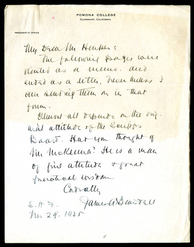 J. C. Harper letter to James A. Blaisdell, 1925 December 5