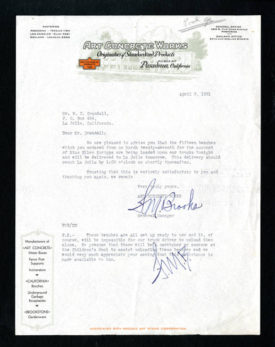 H.L. Brooks letter to W.C. Crandall, 1931-04-09