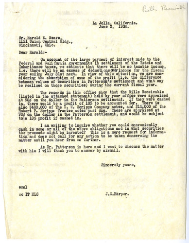 J.C. Harper's Letter to H.E. Neave, 1938 June 2