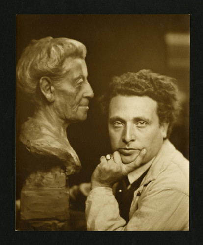 Salvatore Cartaino Scarpitta with bust of Ellen Browning Scripps