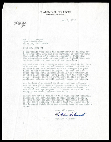 William S. Ament letter to J. C. Harper, 1937 May 6