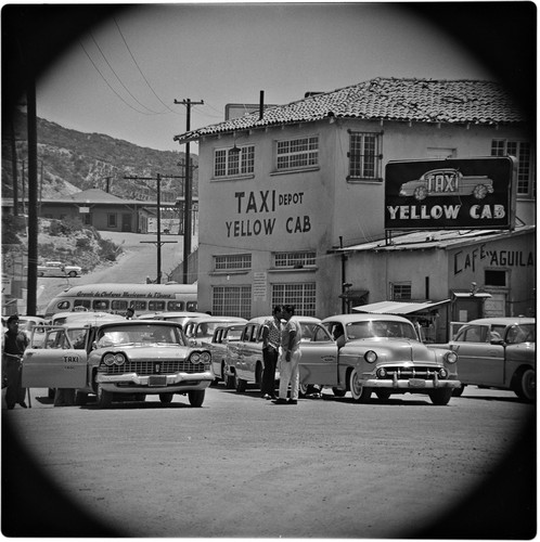 Yellow cab depot just across the international border in Tijuana