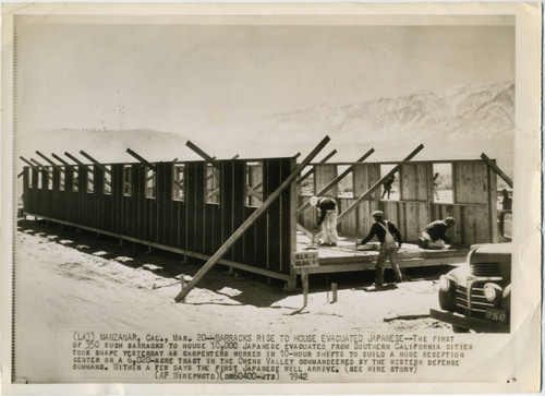 Manzanar barracks construction