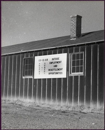 Camp building with sign