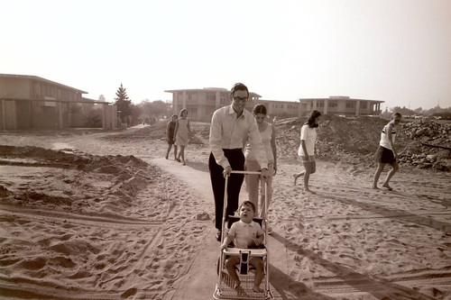 Harvey Botwin pushes stroller