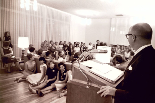 President Atherton in Sanborn Hall living room