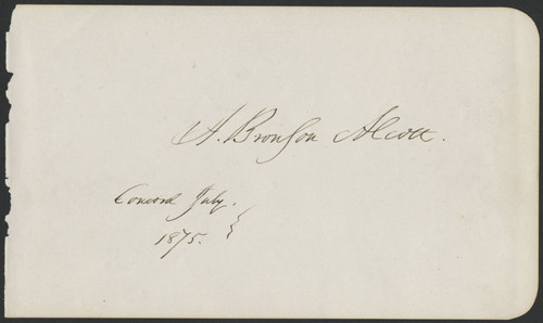 Amos Bronson Alcott note, 1875 July