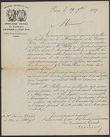 Merrier, Le Commissaire General des Republiques de Nicaragua et de Costa-Rica, letter to Mr Amedes Durand, 1867 September 29