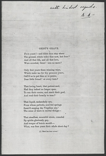 Matthew Arnold's poem Geist's Grave