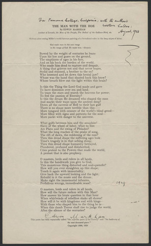 Edwin Markham poem, 1928 August