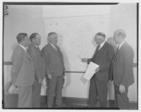 Paul Bissinger, Harold K. Crane, R.F. Allen, Edward G. Cahill and Ed Vandeleur, rapid transit meeting, City Hall