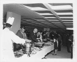 Buffet lunch at the dedication of parking garage at Third and D Streets, Santa Rosa, California, 1964