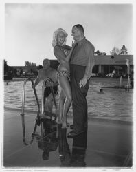 Jayne Mansfield at the Flamingo pool, Santa Rosa, California, 1960