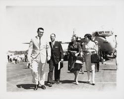 Hugh Codding and group of people at dedication of Coddingtown Airport, Santa Rosa, California, 1960