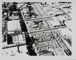 Aerial view of B Street in the vicinity of Ross and 7th Street, Santa Rosa, California, 1954