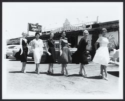 Fashion show at the Farmhand , Santa Rosa, California, 1960, featuring clothes from Ceci's