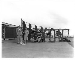 Nixon sign attached to an airplane at the Sonoma County airport, Santa Rosa, California, 1960