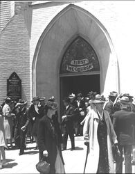 People outside the Methodist Church, Petaluma, California, 1933