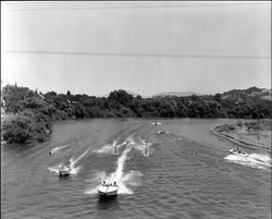 Water skiing on the Russian River, Healdsburg, California, 1963