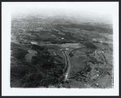 Aerial view of Spring Lake and Howarth Park area, Santa Rosa, California, 1963